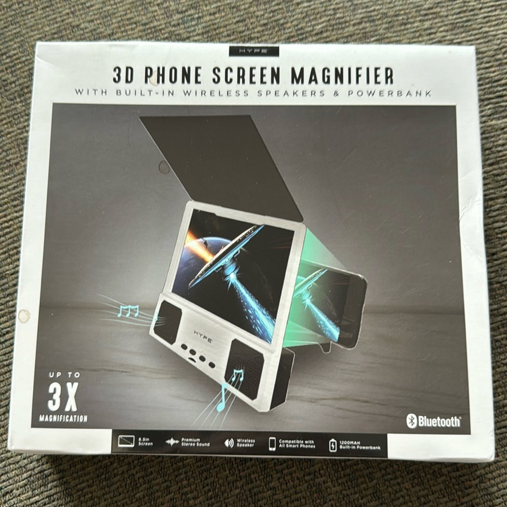 3D Phone Screen Magnifier with Speakers and Powerbank